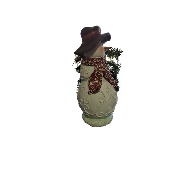 Christmas Holiday Resin Snowman Figurine  10 in Hat Scarf Holiday Decoration - Picture 4 of 8